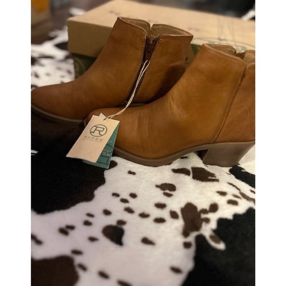 Roper Women's Booties Western Ankle Boots Brown Leather Zip Up New 9.5  Western - Picture 1 of 5